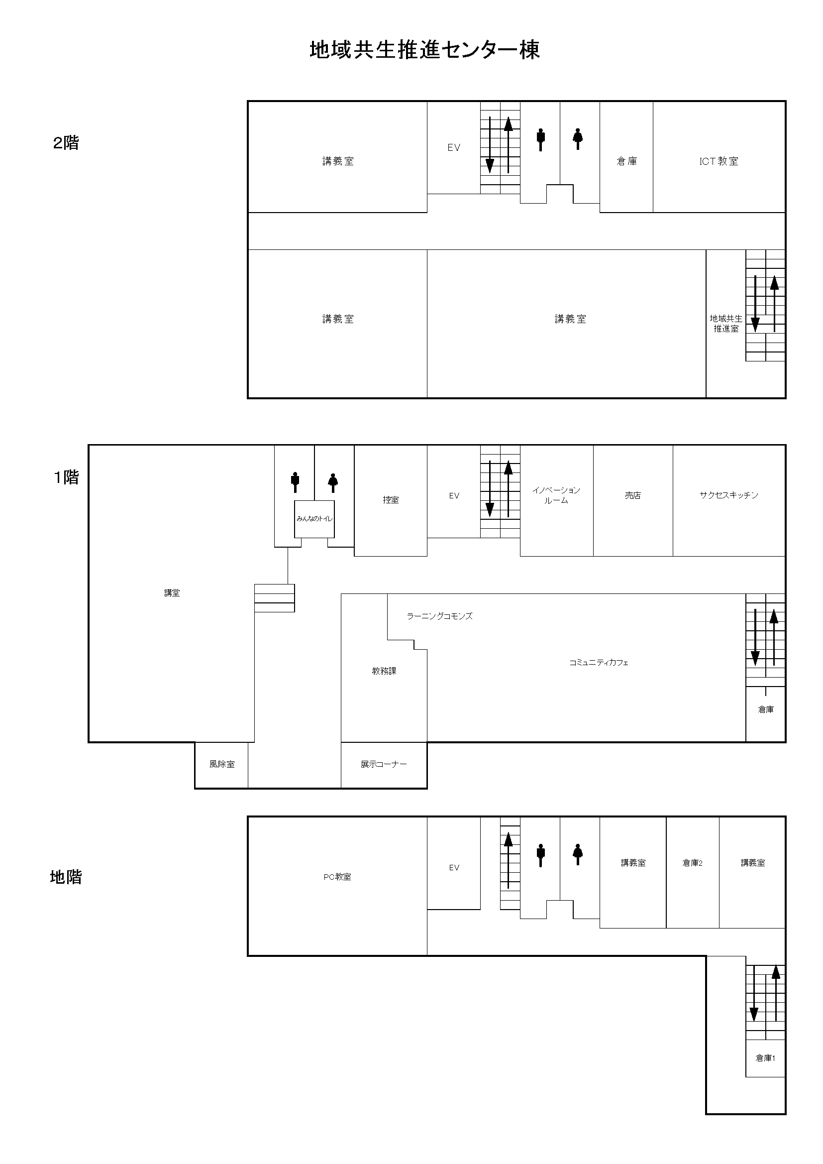 5号館２階、１階、地下１階