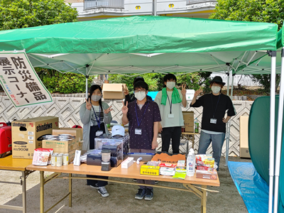 防災備品の展示コーナーの様子