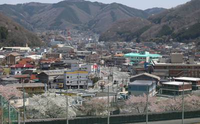 校舎から見た新見市街の様子です